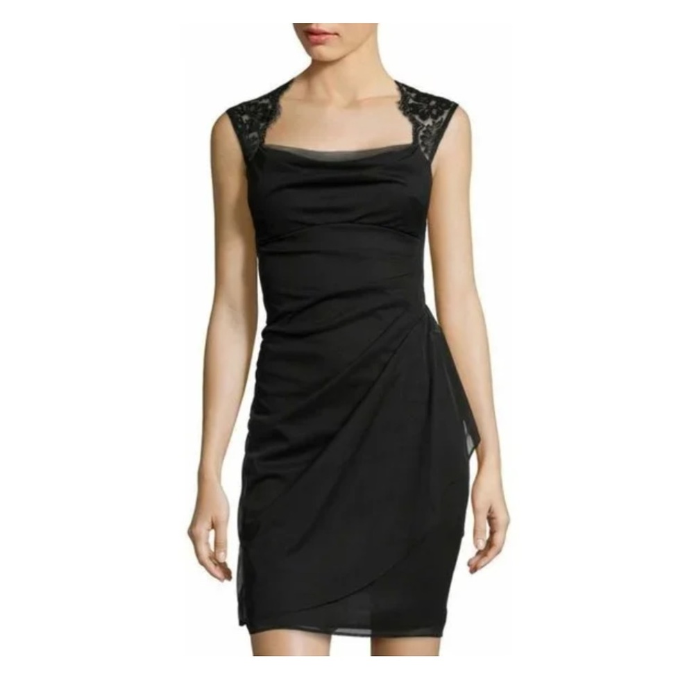 SCARLETT Black Sleeveless Lace Shoulder Dress